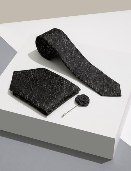 Siyah 3'lü Kravat Seti - 50244742001