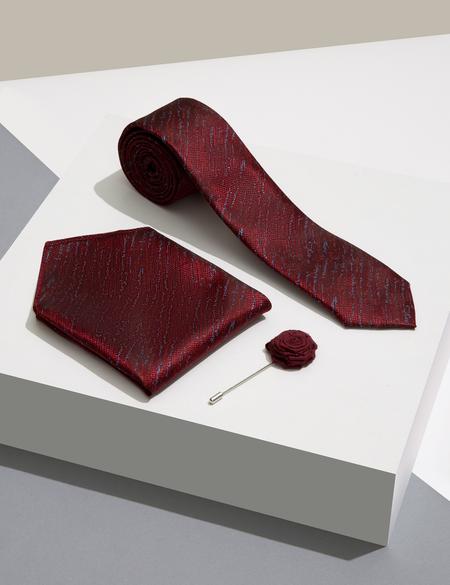 Bordo 3'lü Kravat Seti - 50244742004