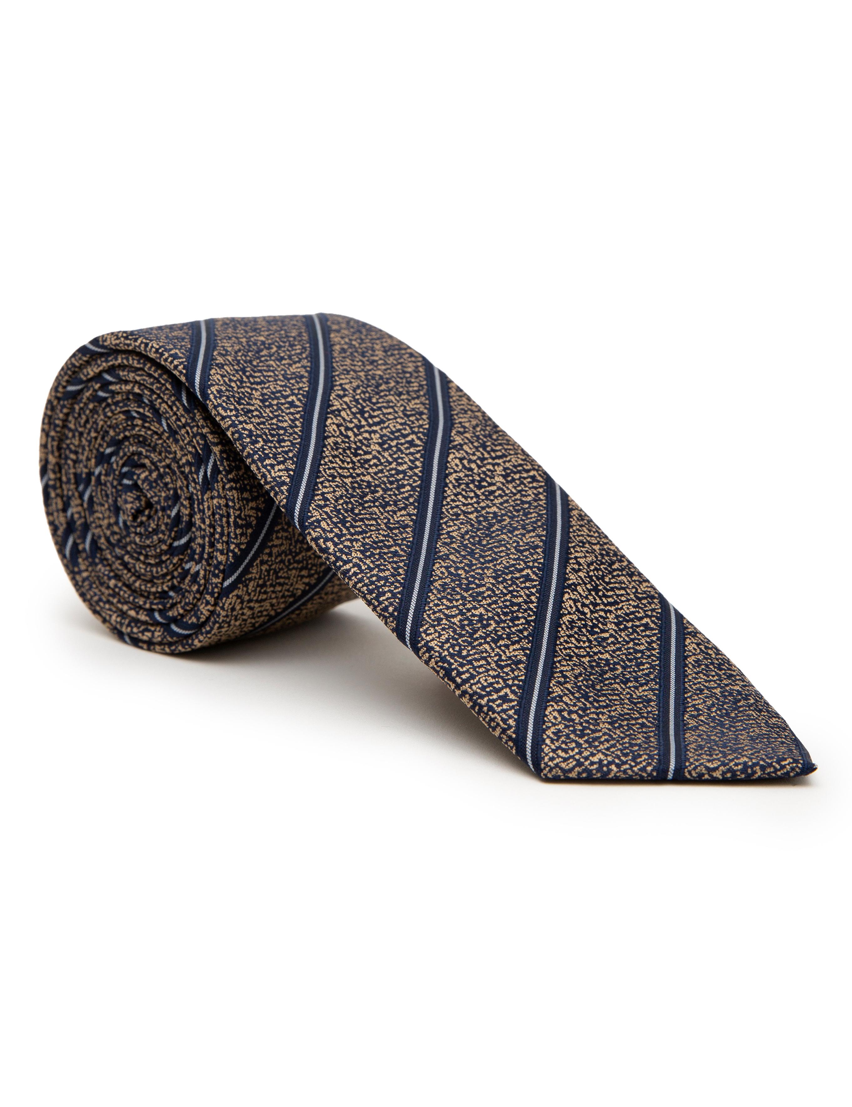 Bej 3'lü Kravat-Mendil-Kravat İğnesi Set