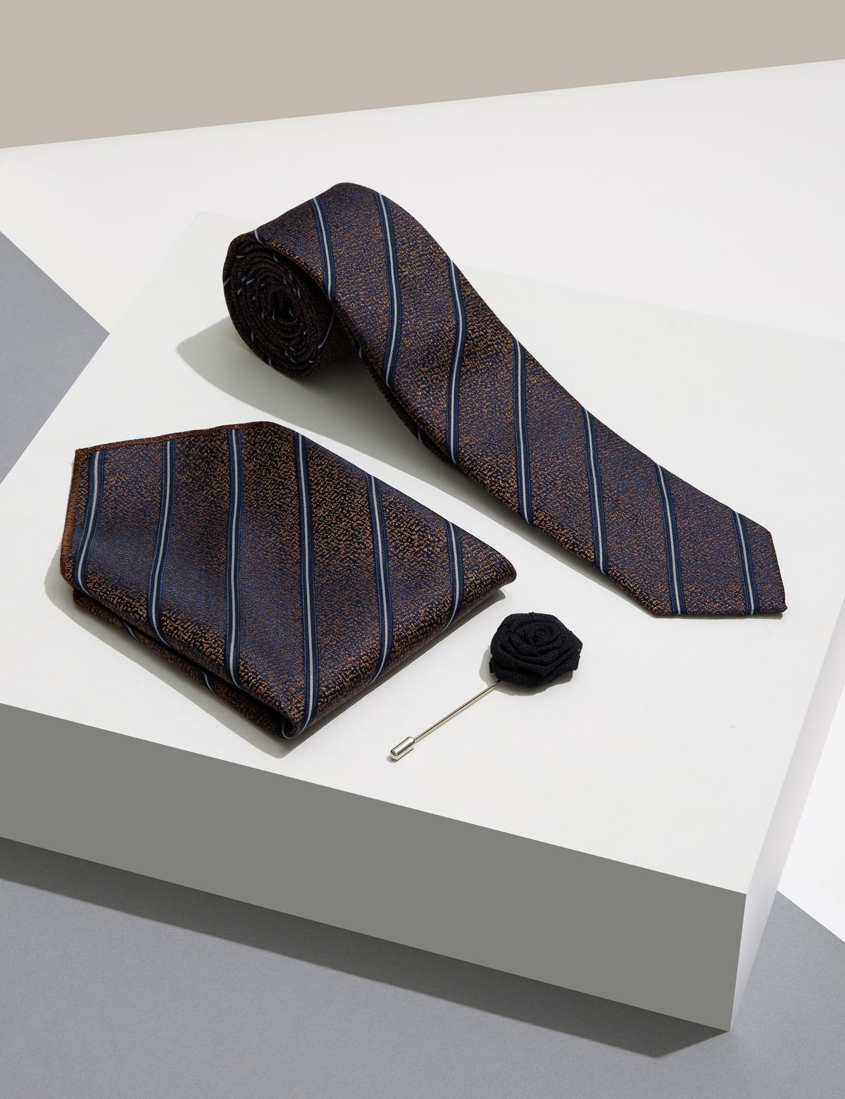 Kahverengi 3'lü Kravat Seti