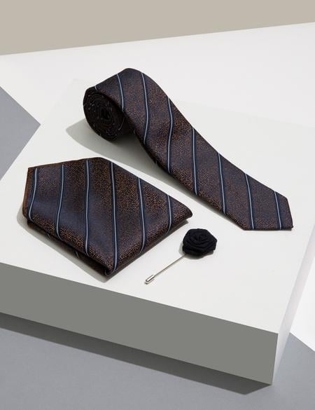 Kahverengi 3'lü Kravat Seti - 50244733002