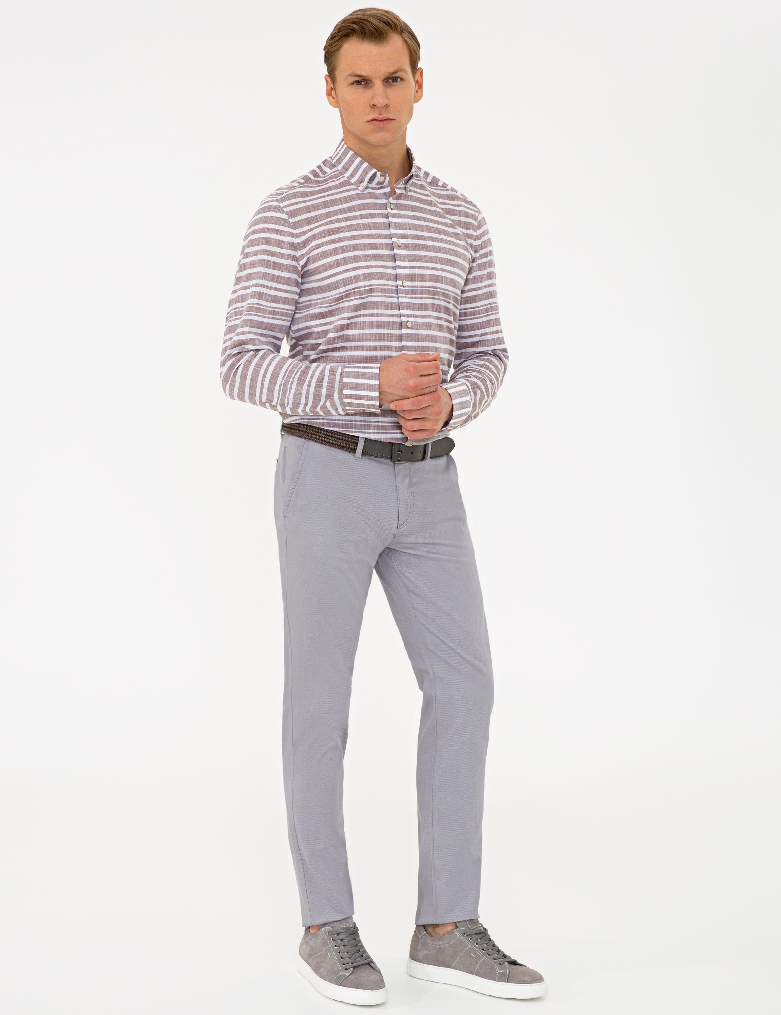 Gri Slim Fit Chino Pantolon