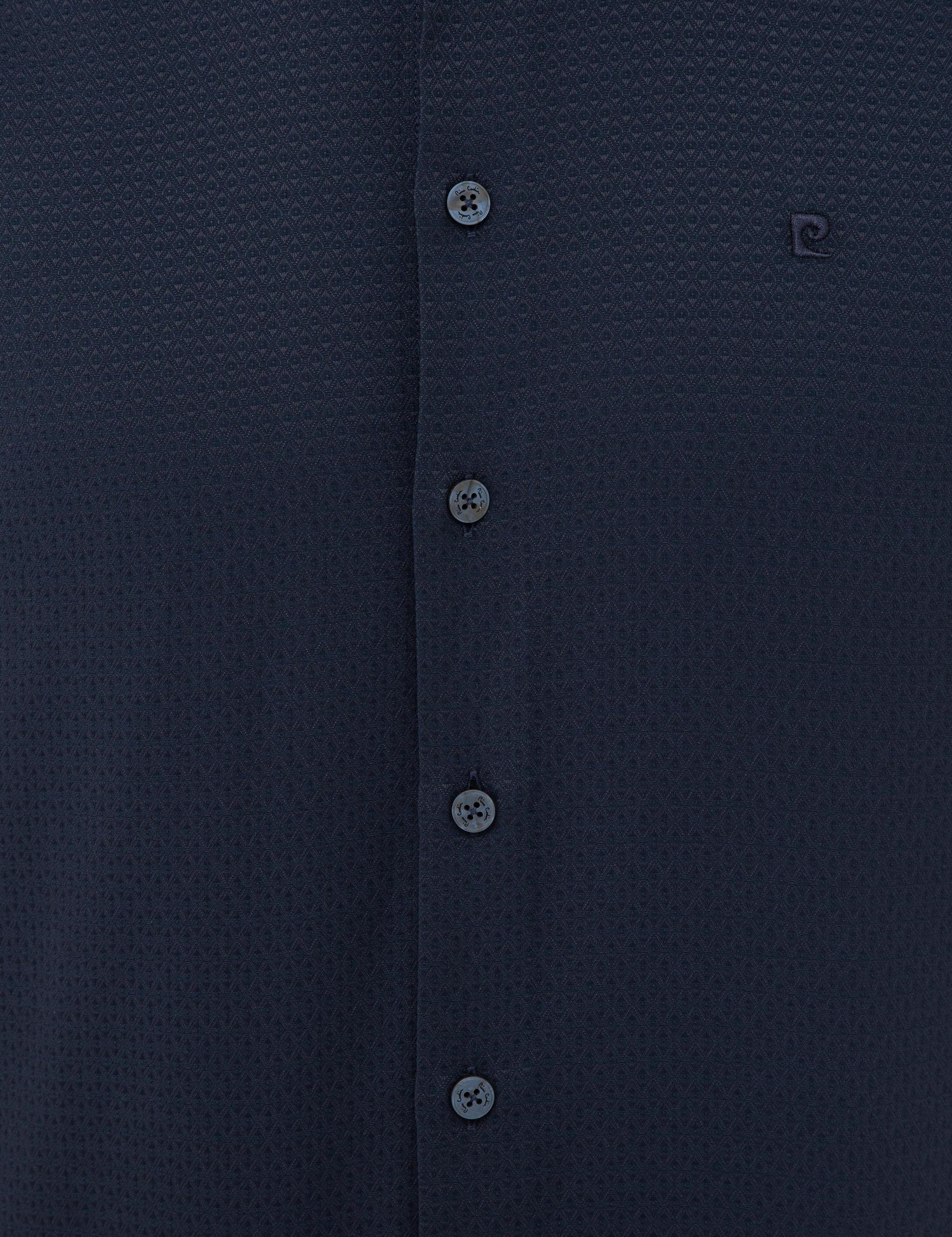 Lacivert Slim Fit Armürlü Gömlek