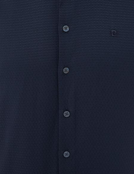 Lacivert Slim Fit Armürlü Gömlek - 50240406029