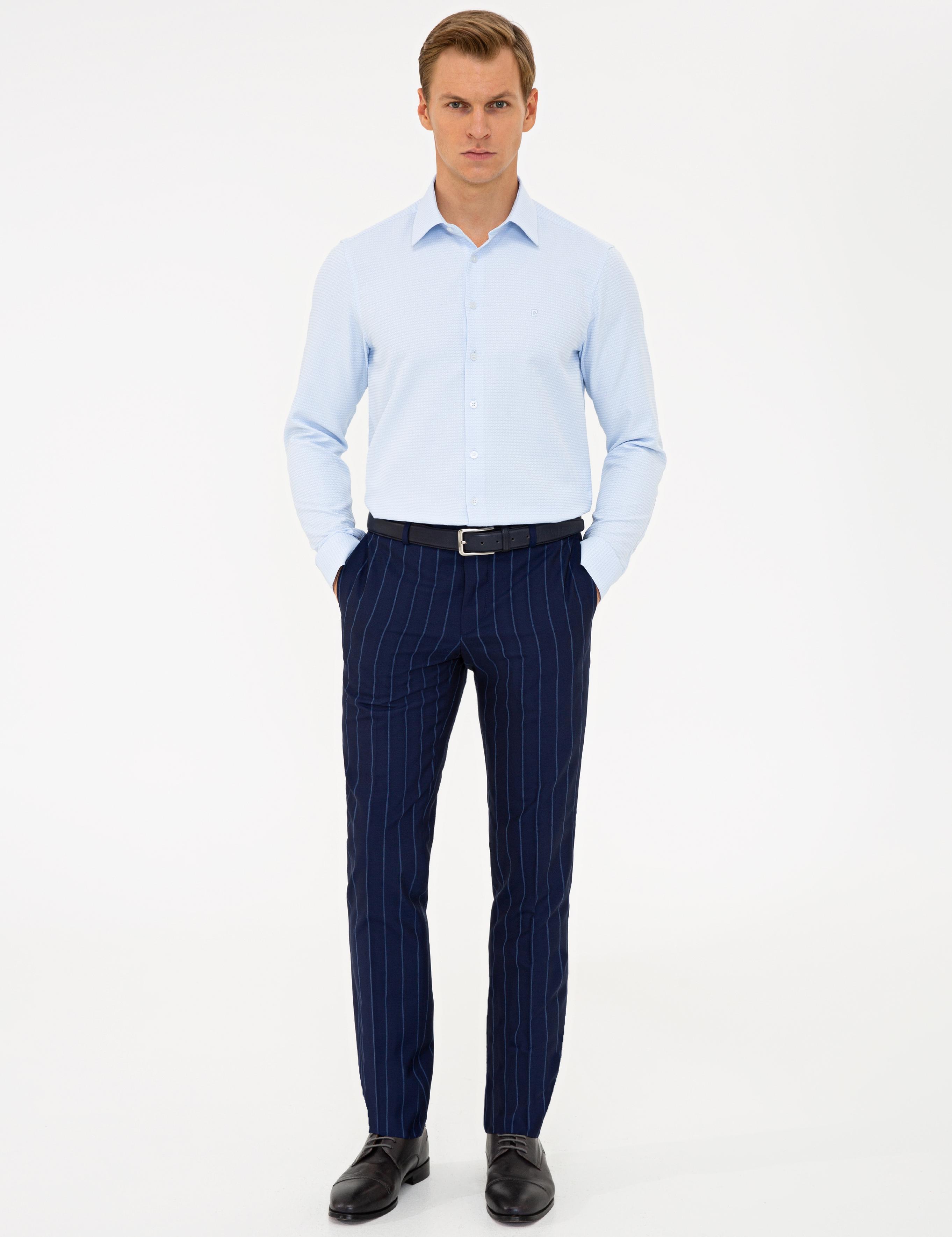 Açık Mavi Slim Fit Armürlü Gömlek