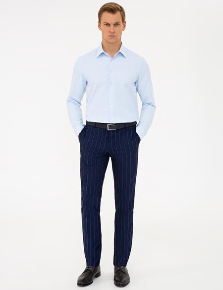 Açık Mavi Slim Fit Armürlü Gömlek - 50240406014