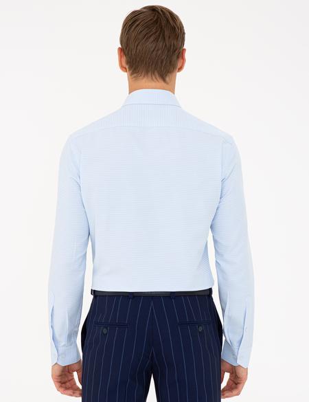Açık Mavi Slim Fit Armürlü Gömlek - 50240406014
