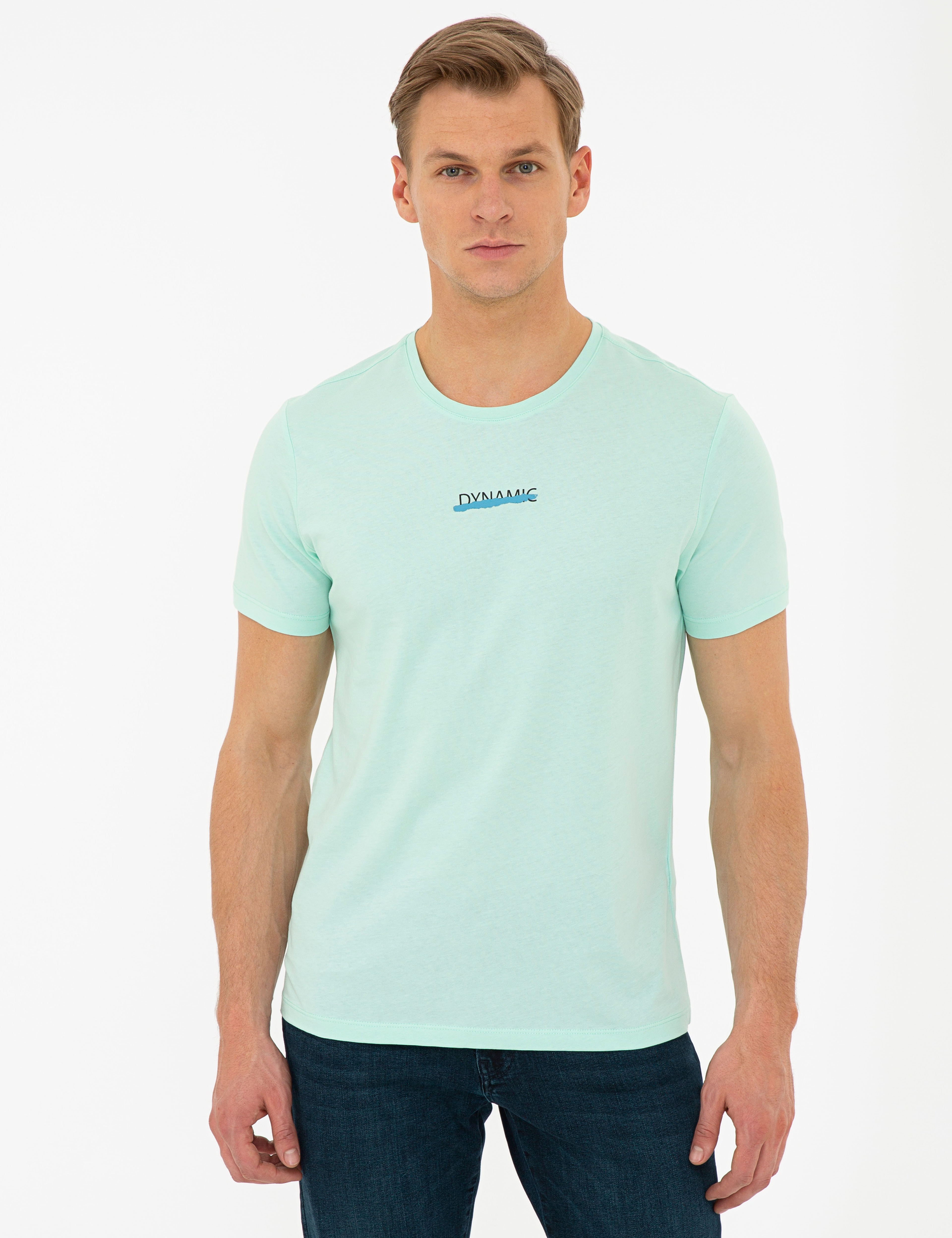 Su Yeşili Slim Fit Tişört - Image 1
