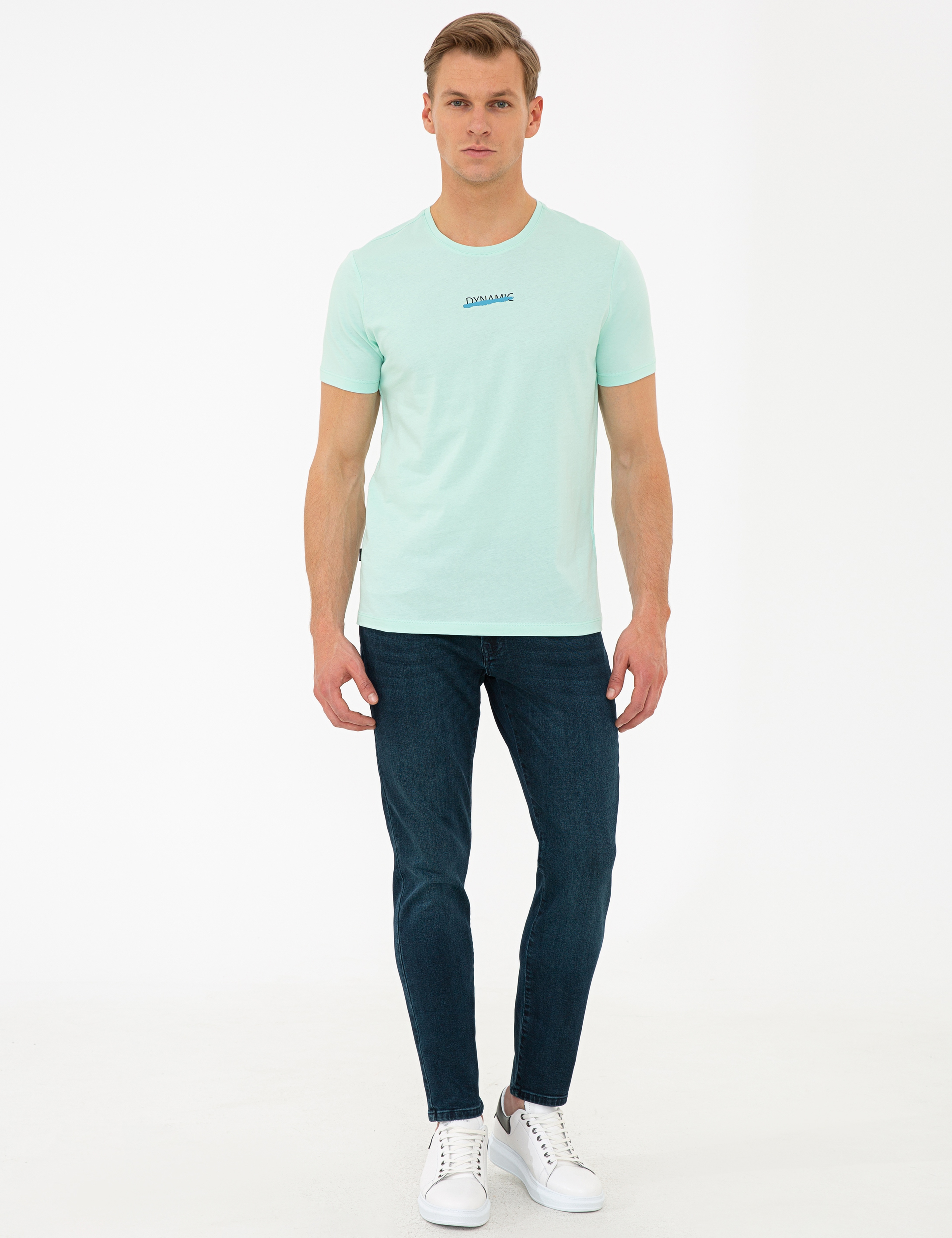 Su Yeşili Slim Fit Tişört - Image 4
