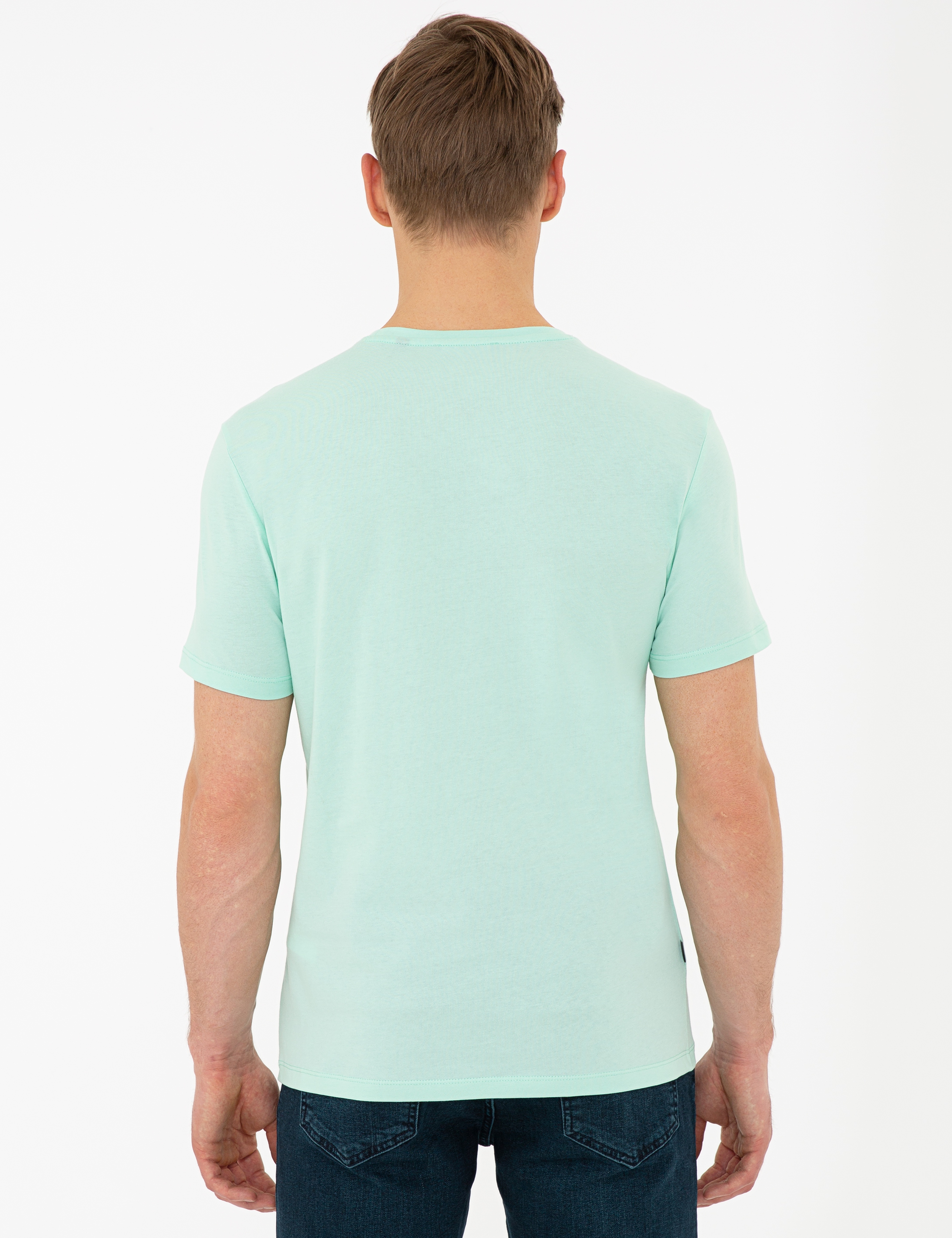 Su Yeşili Slim Fit Tişört - Image 3