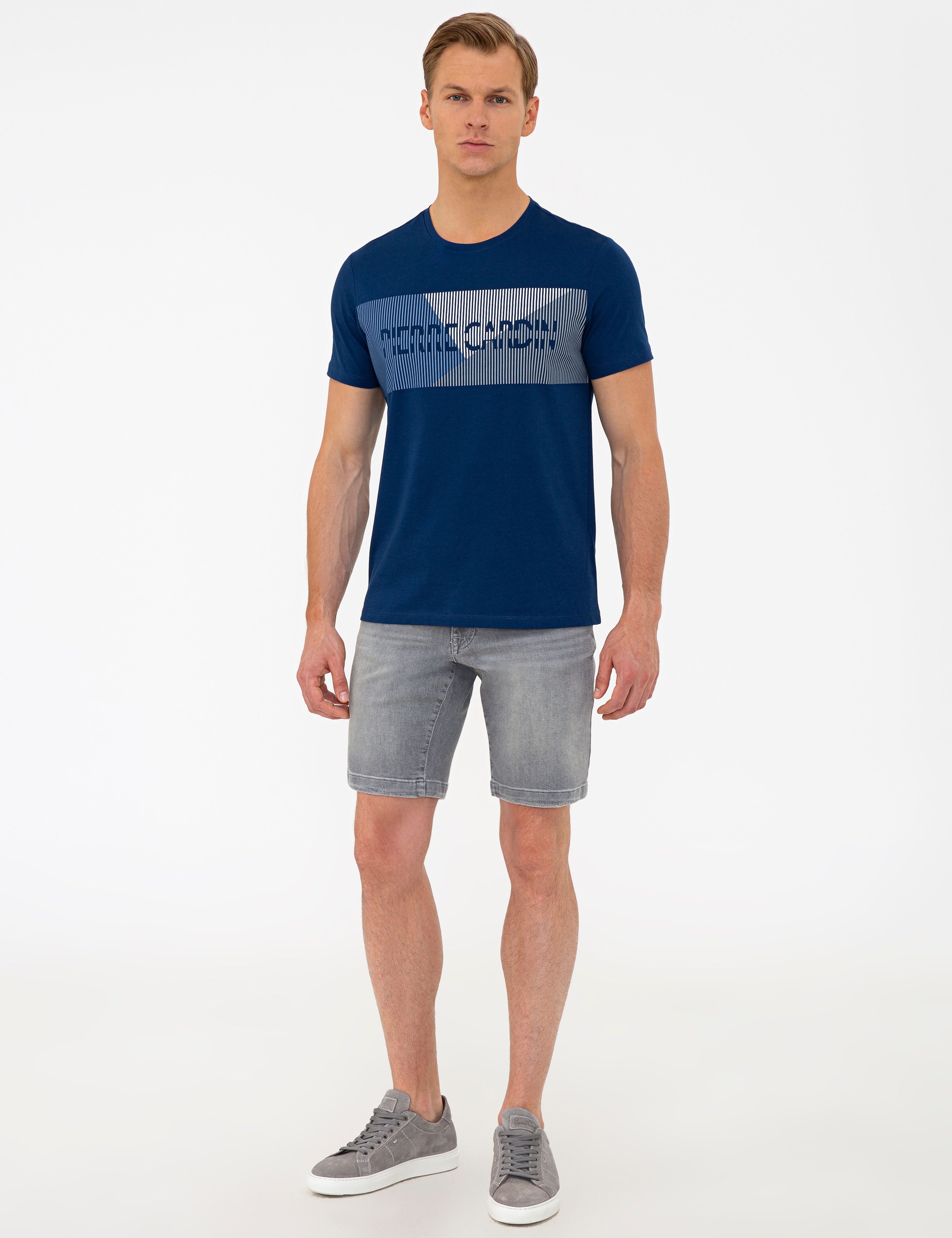 İndigo Slim Fit Bisiklet Yaka Tişört - Image 4