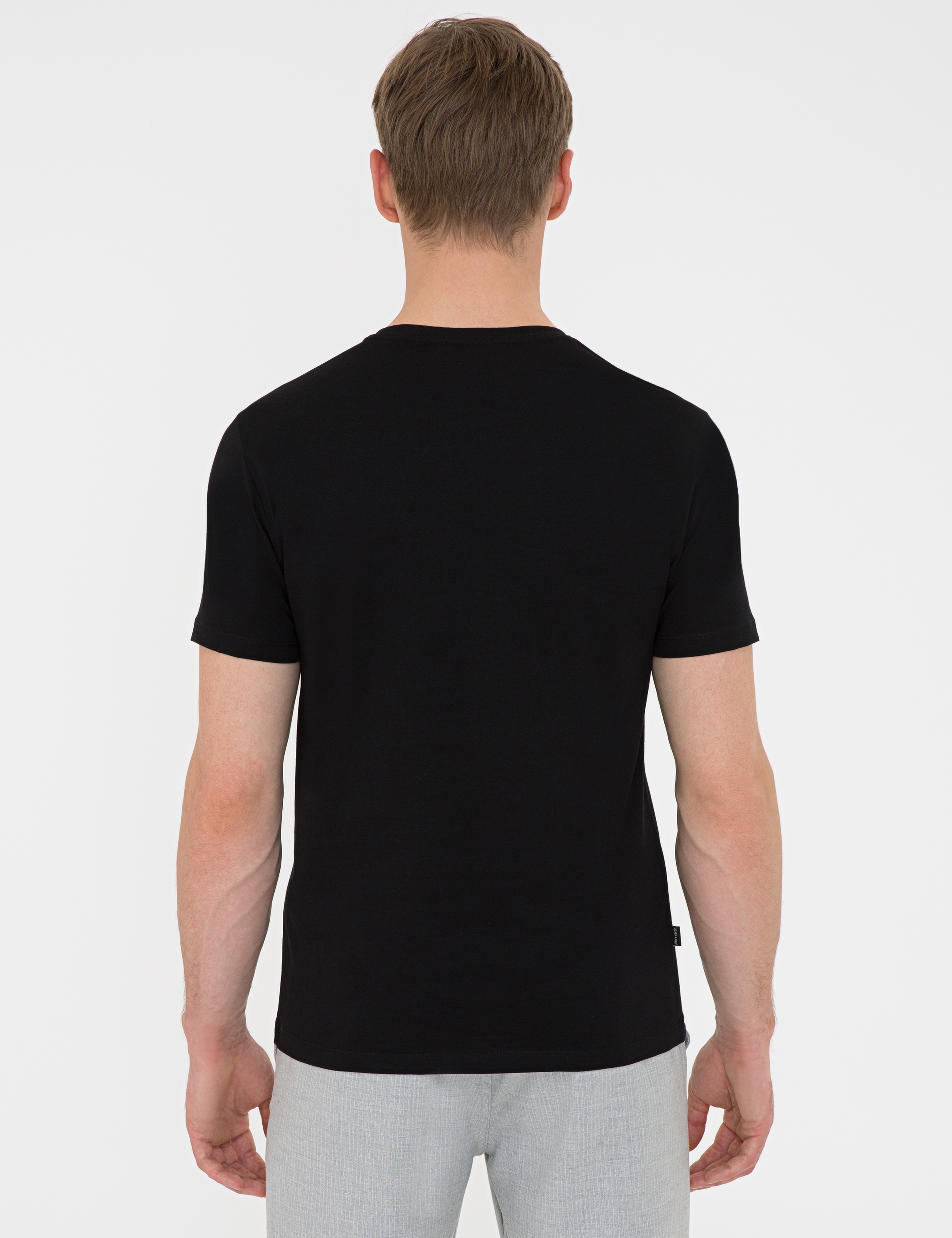 Siyah Slim Fit Bisiklet Yaka T-Shirt - Image 3