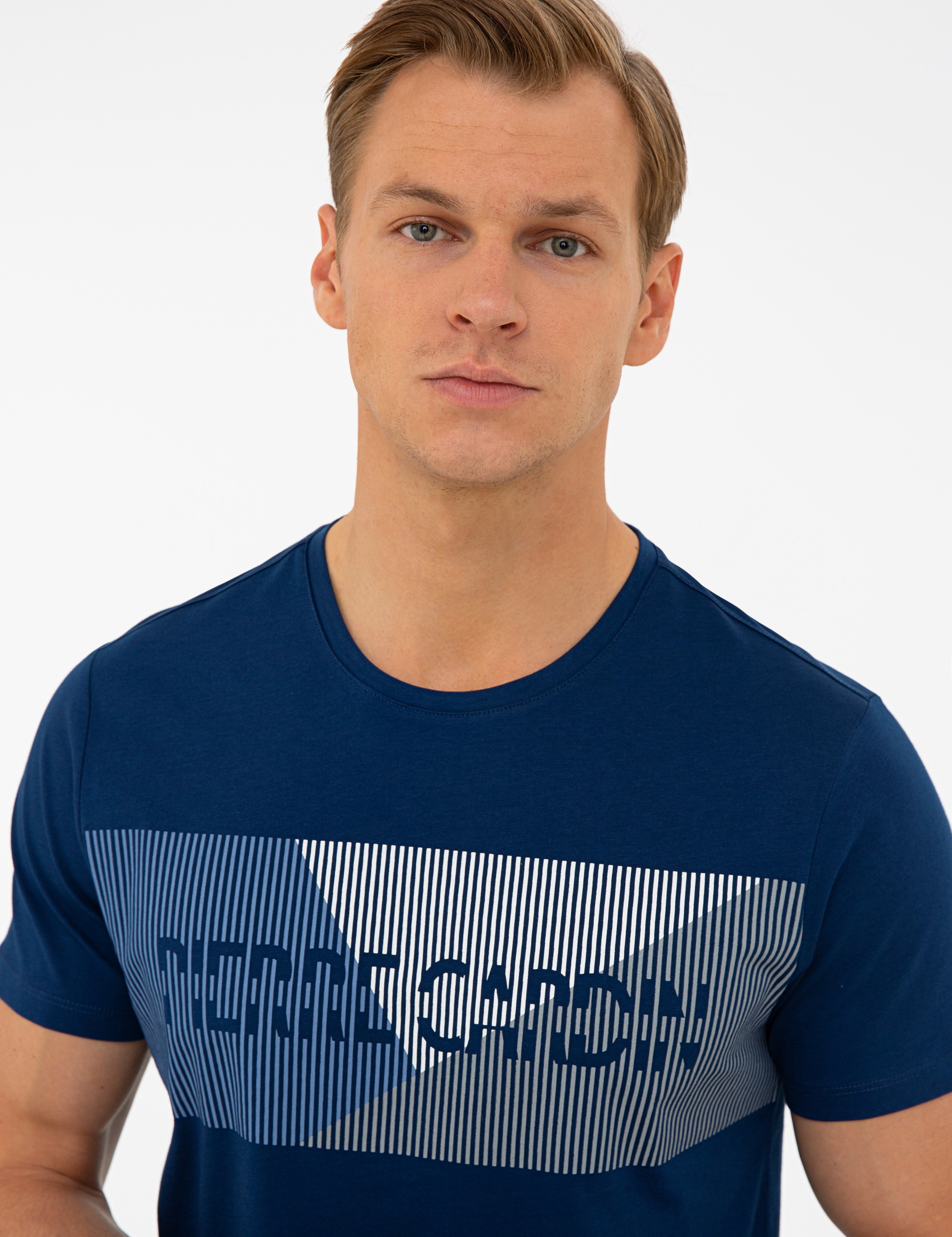 İndigo Slim Fit Bisiklet Yaka Tişört - Image 2