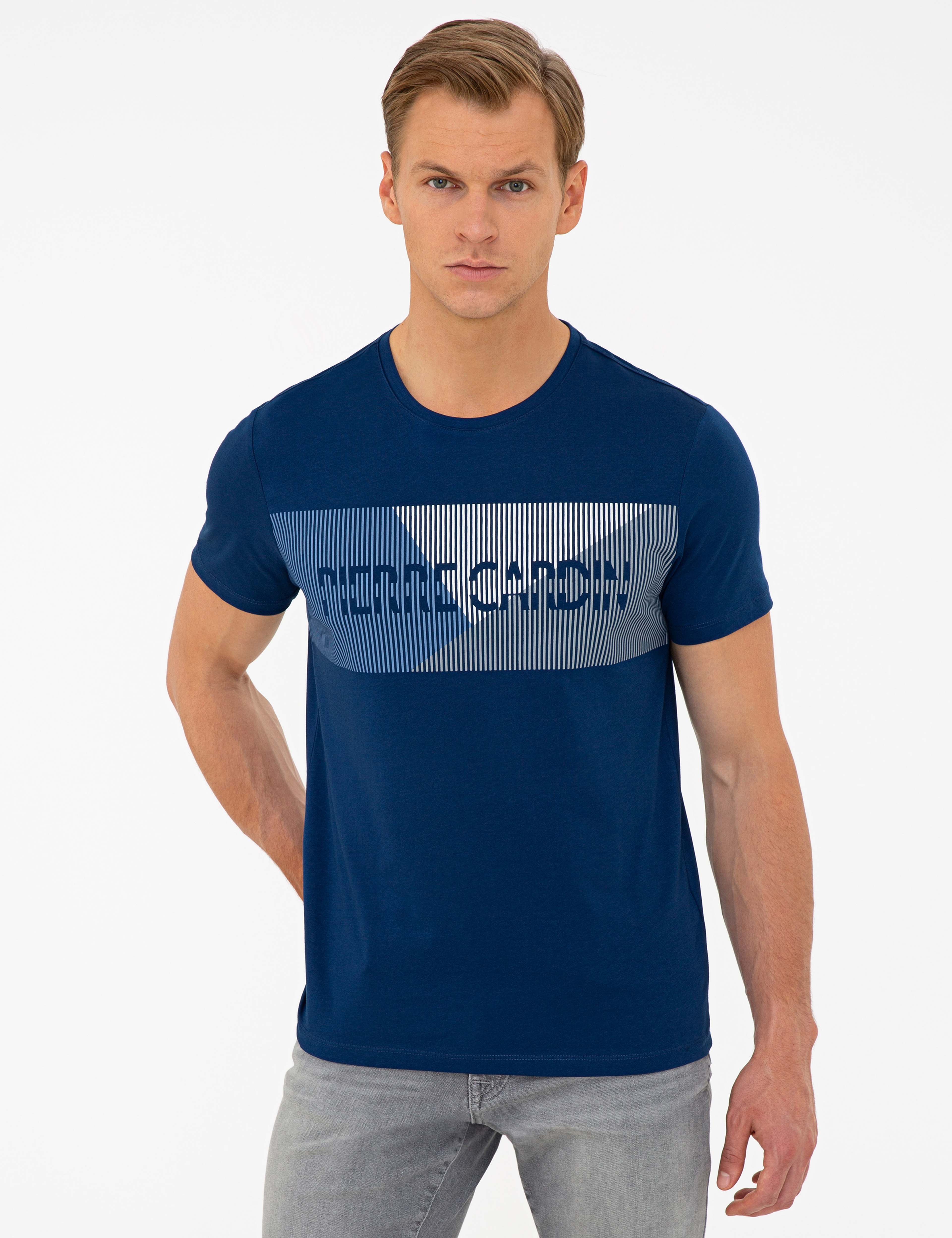 İndigo Slim Fit Bisiklet Yaka Tişört - Image 1