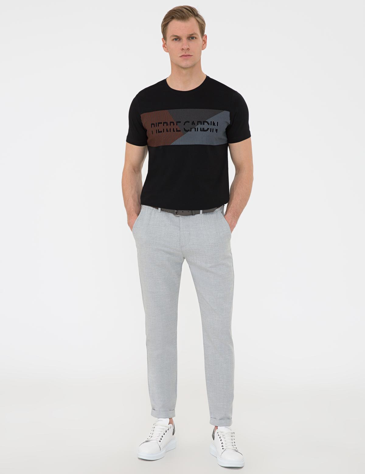 Siyah Slim Fit Bisiklet Yaka T-Shirt - 50241507019