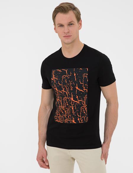 Siyah Slim Fit Bisiklet Yaka T-Shirt - 50241524017