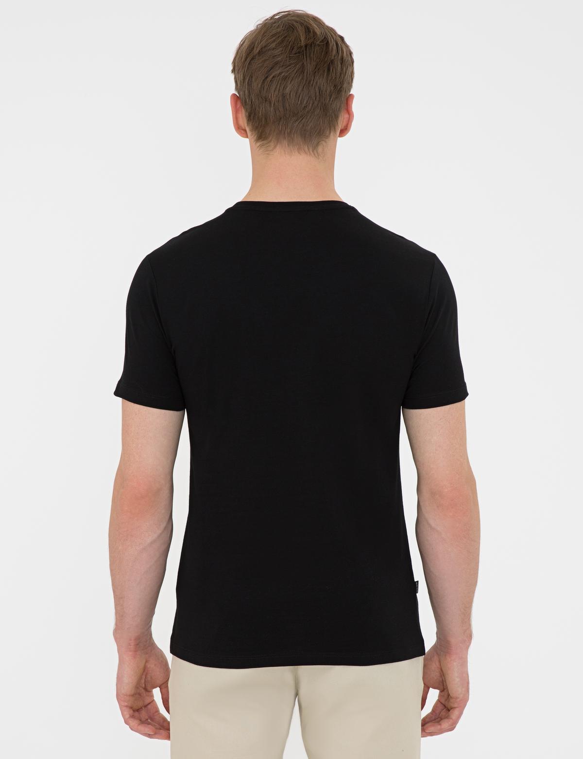 Siyah Slim Fit Bisiklet Yaka T-Shirt - 50241524017