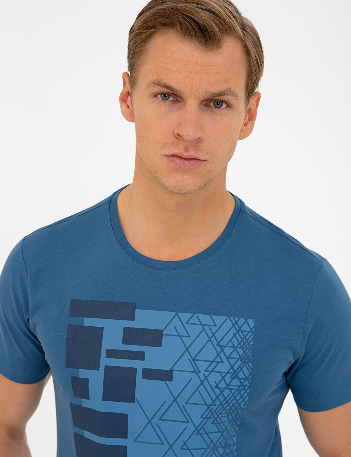 Mavi Slim Fit Bisiklet Yaka Tişört - 50241532014