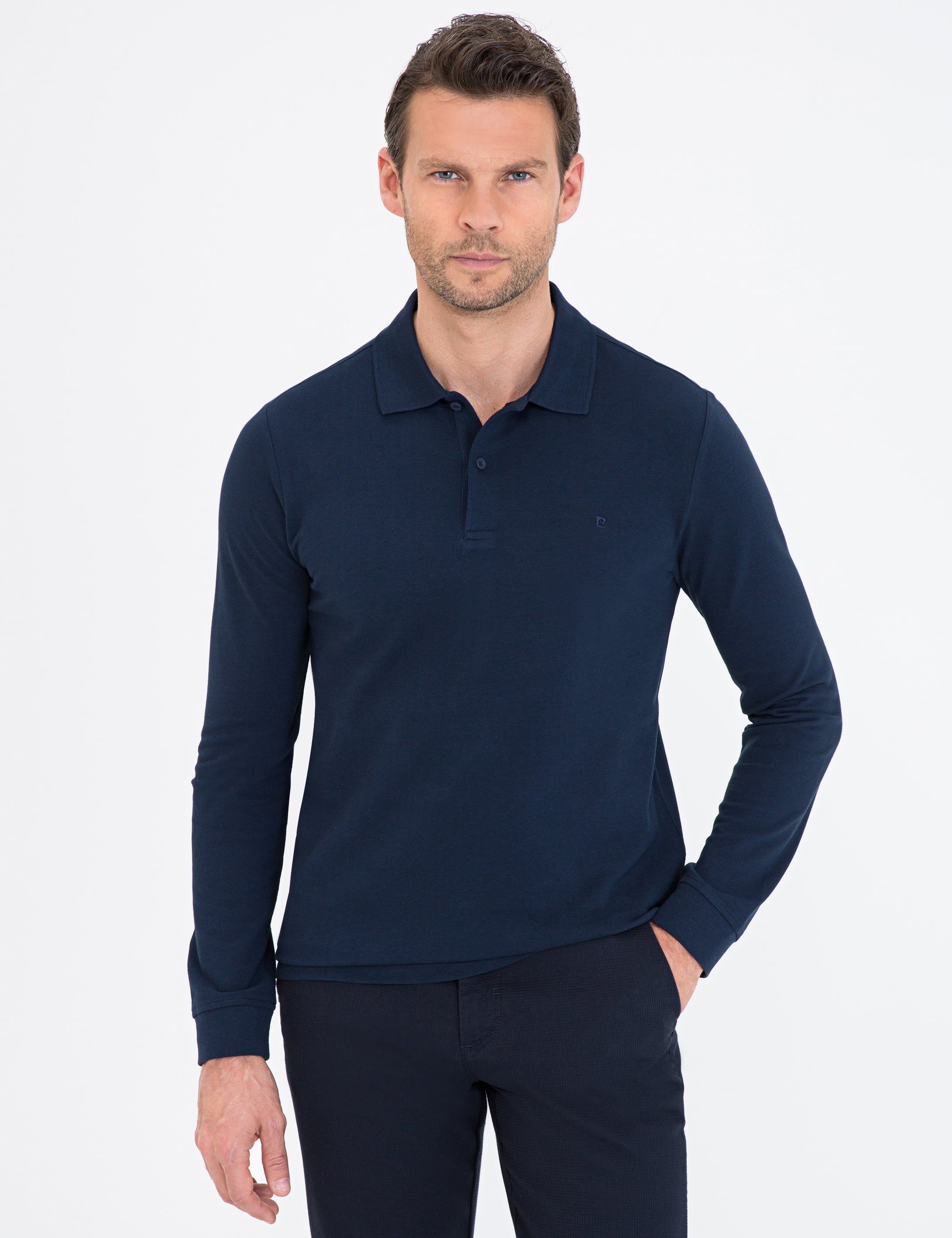 Lacivert Slim Fit Basic Sweatshirt