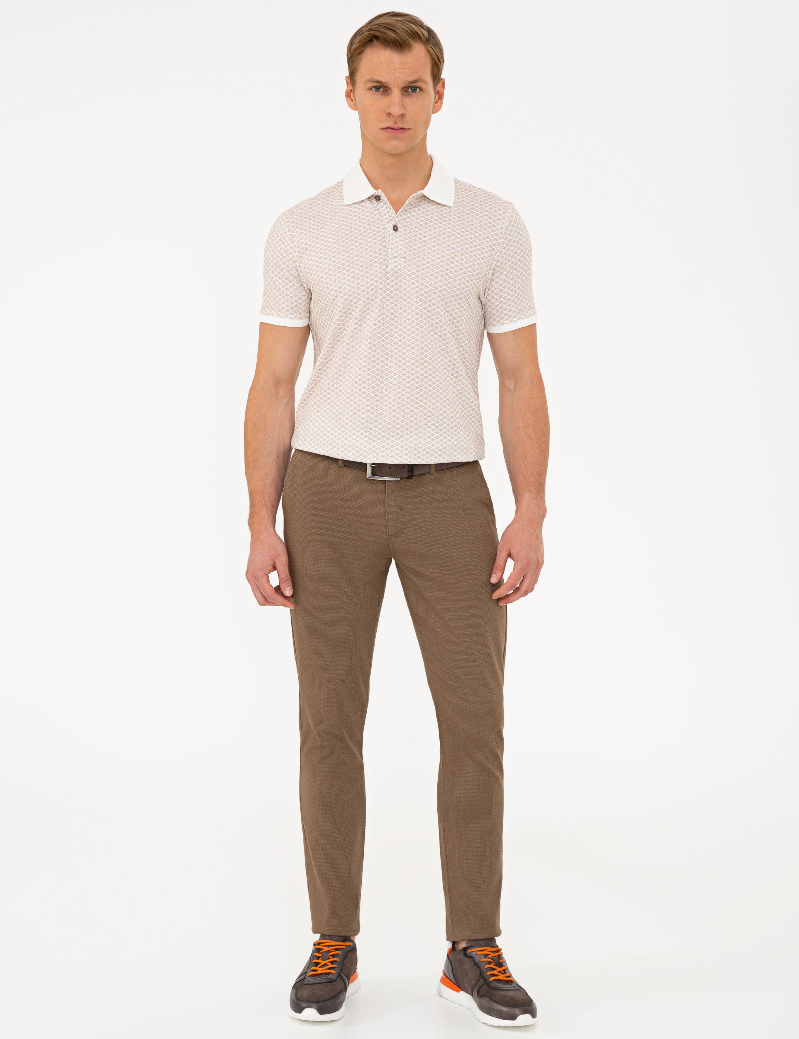 Ekru Slim Fit Polo Yaka T-Shirt