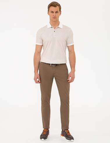 Ekru Slim Fit Polo Yaka T-Shirt
