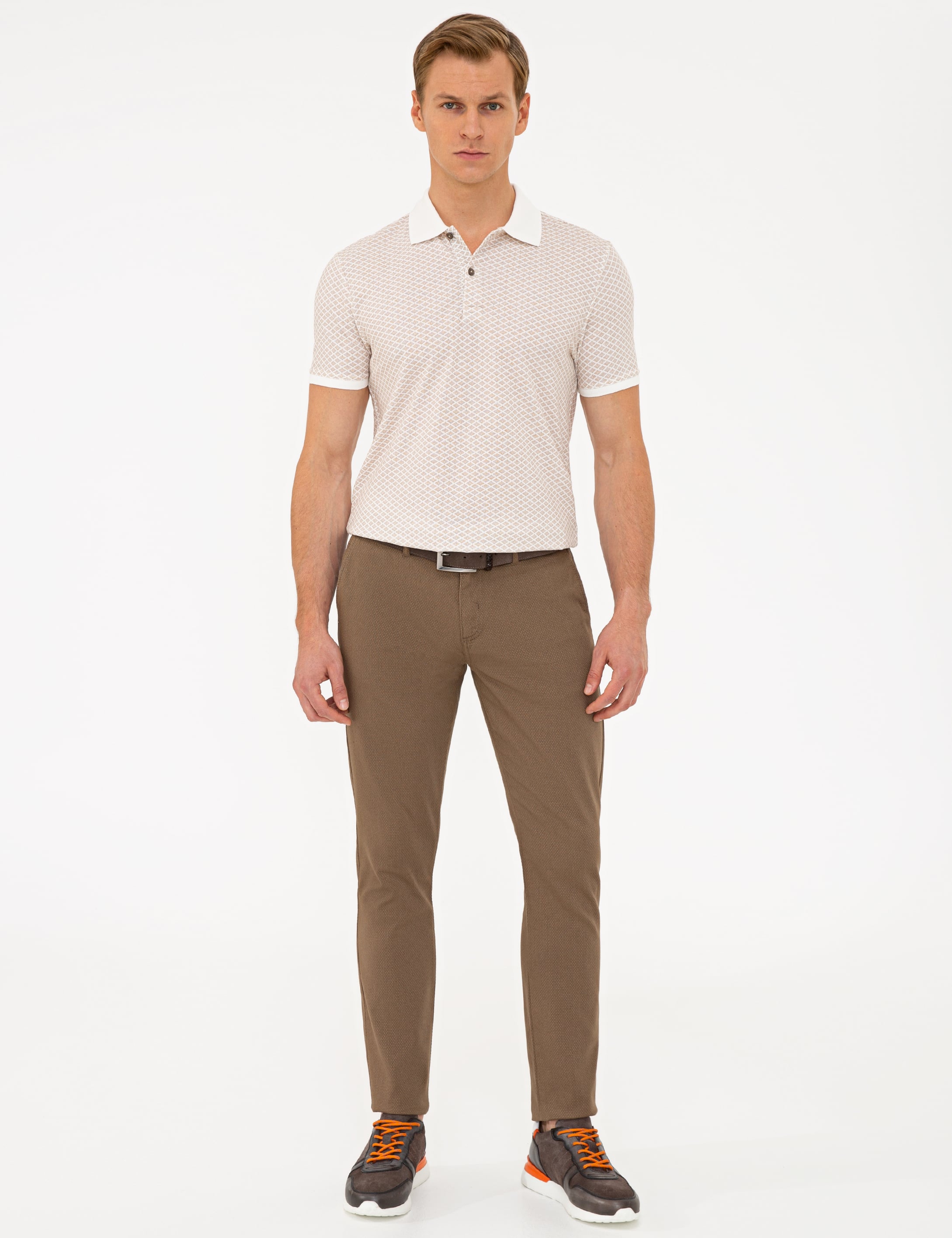 Ekru Slim Fit Polo Yaka Tişört - Image 4