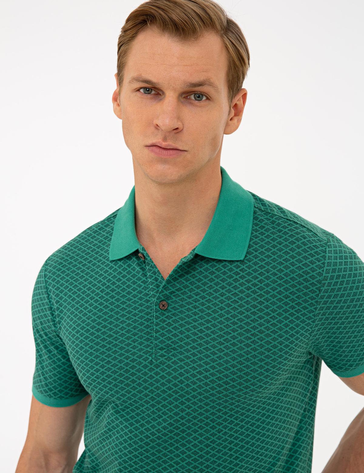 Yeşil Slim Fit Polo Yaka T-Shirt - 50242067029