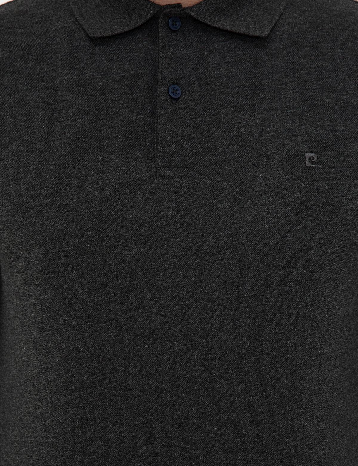 Antrasit Melanj Slim Fit Polo Yaka Sweatshirt - 50241551056