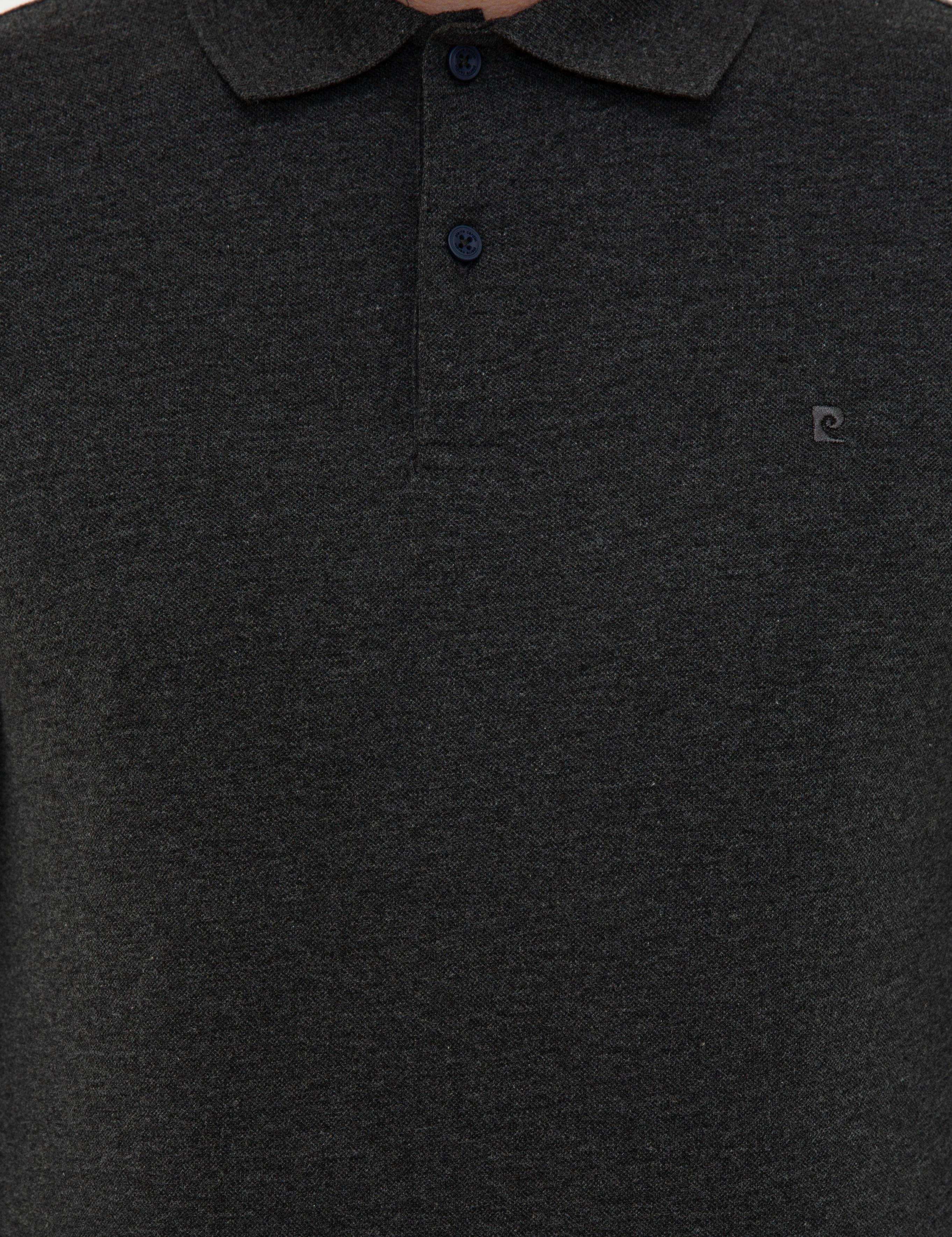 Antrasit Melanj Slim Fit Polo Yaka Sweatshirt