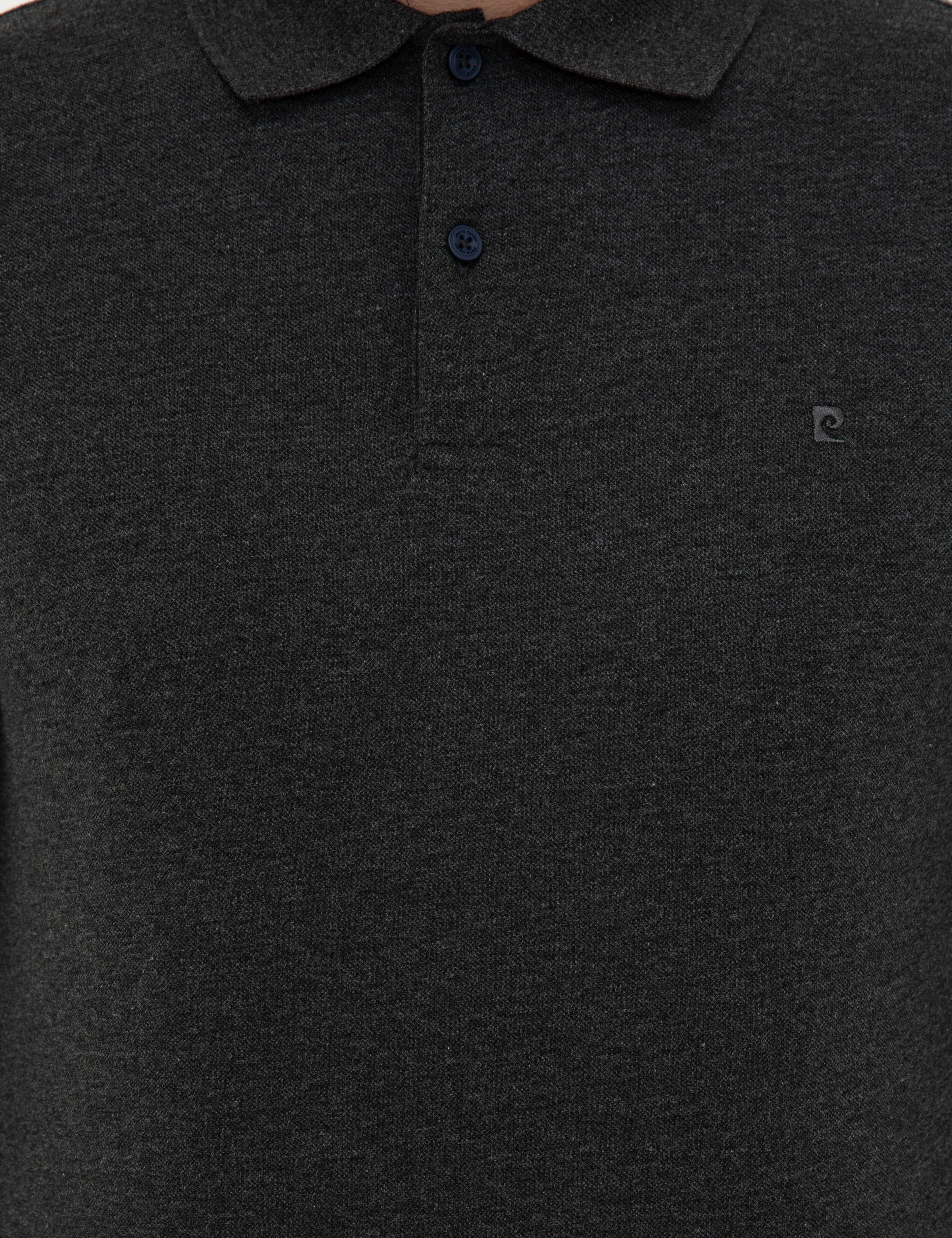 Antrasit Melanj Slim Fit Polo Yaka Sweatshirt