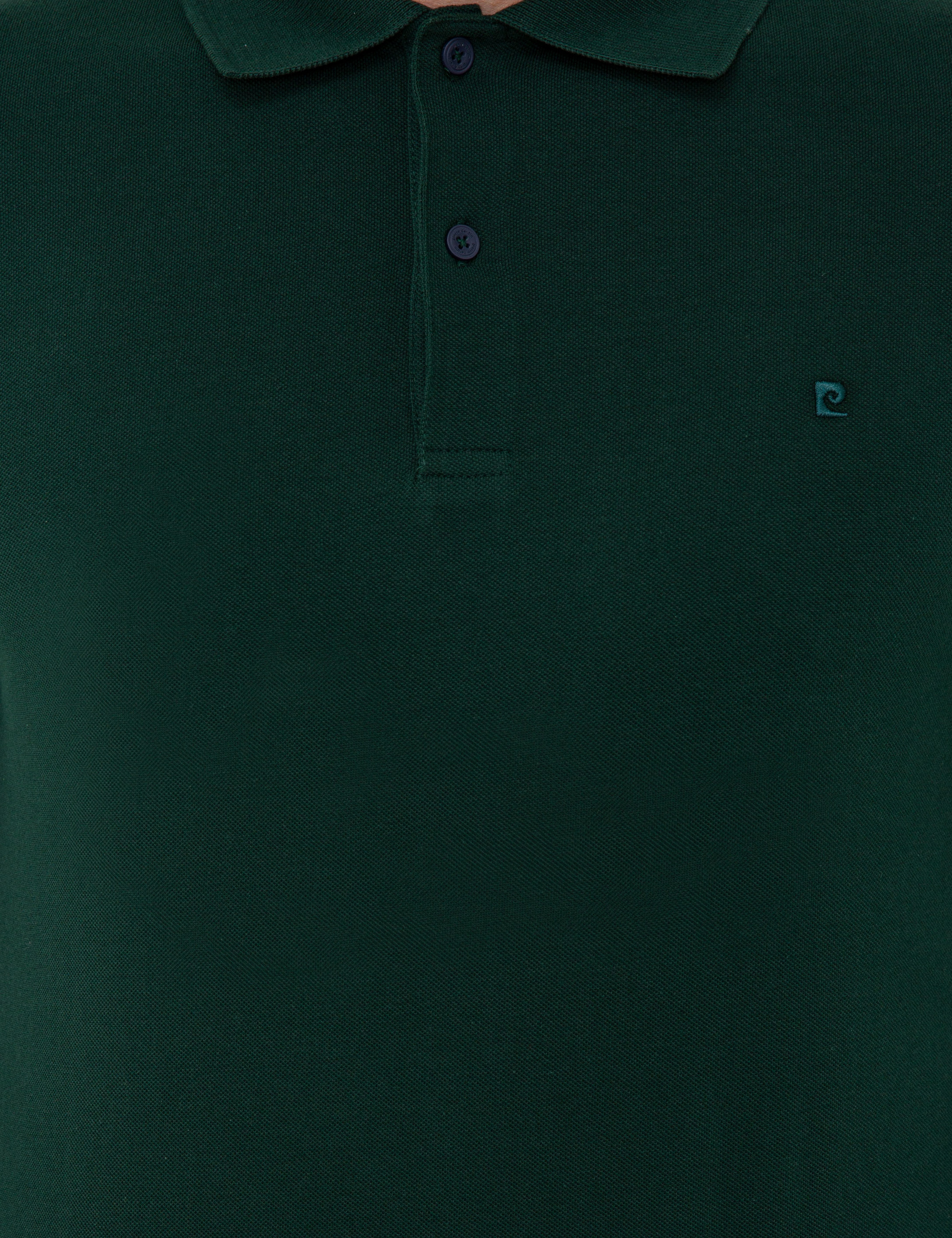 Koyu Yeşil Slim Fit Polo Yaka Sweatshirt