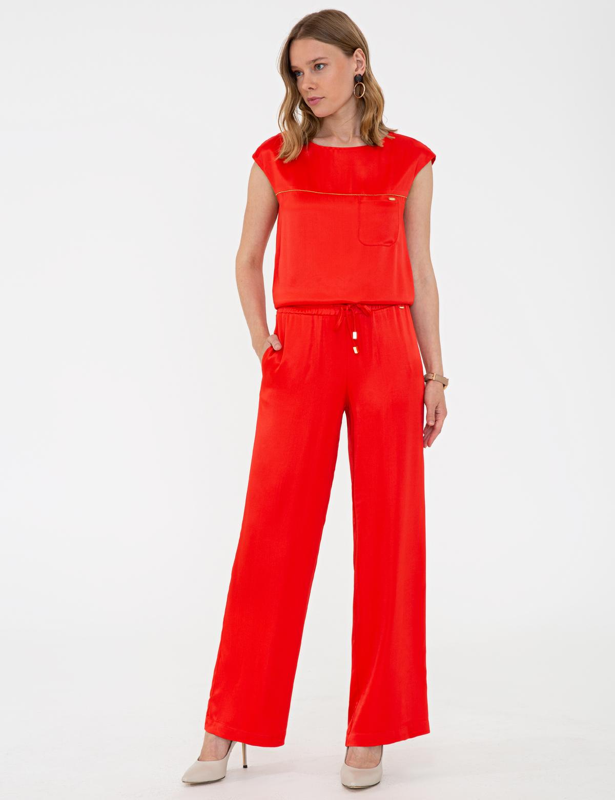 Nar Çiçeği Rahat Kesim Kanvas Pantolon