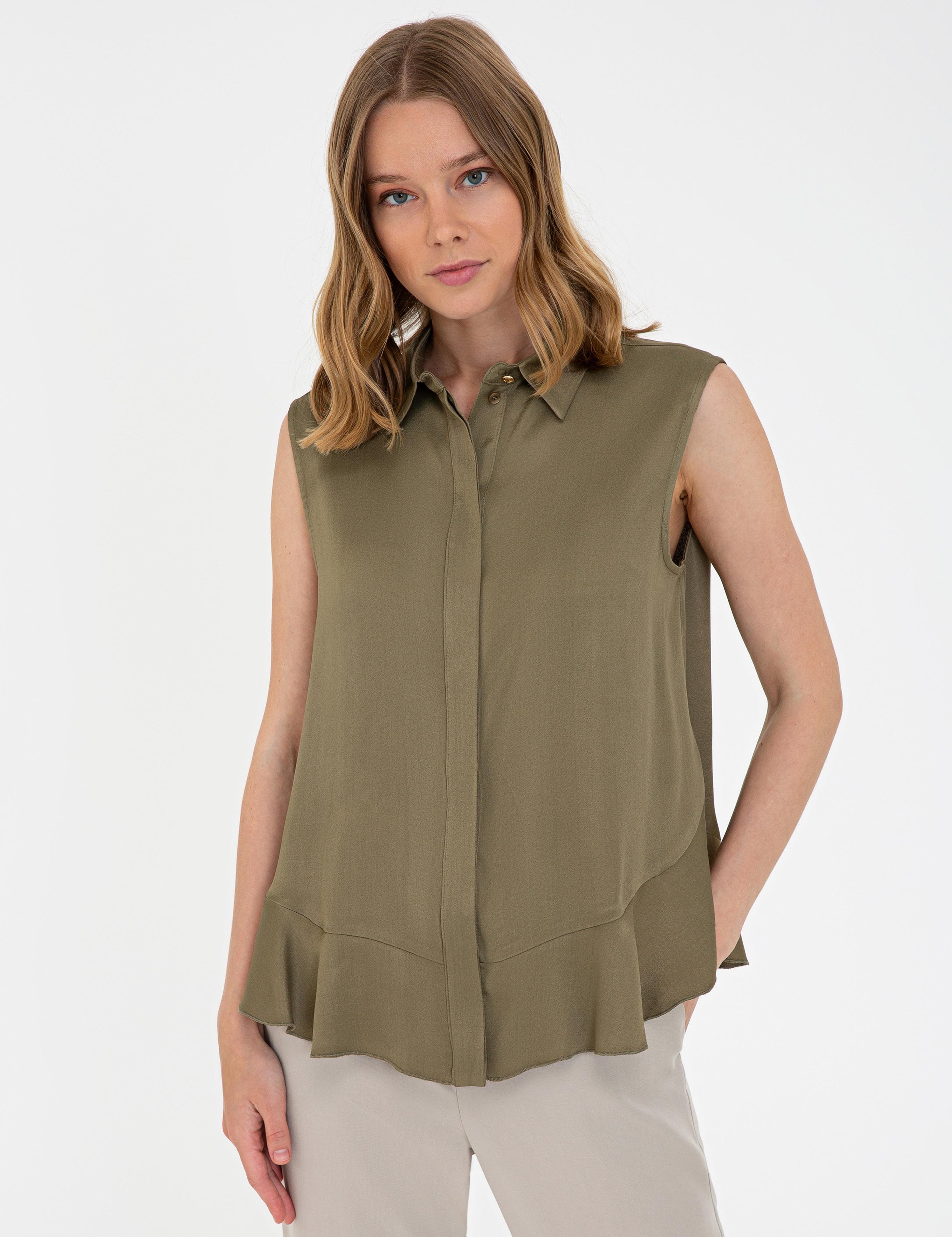 Haki Regular Fit Kolsuz Gömlek