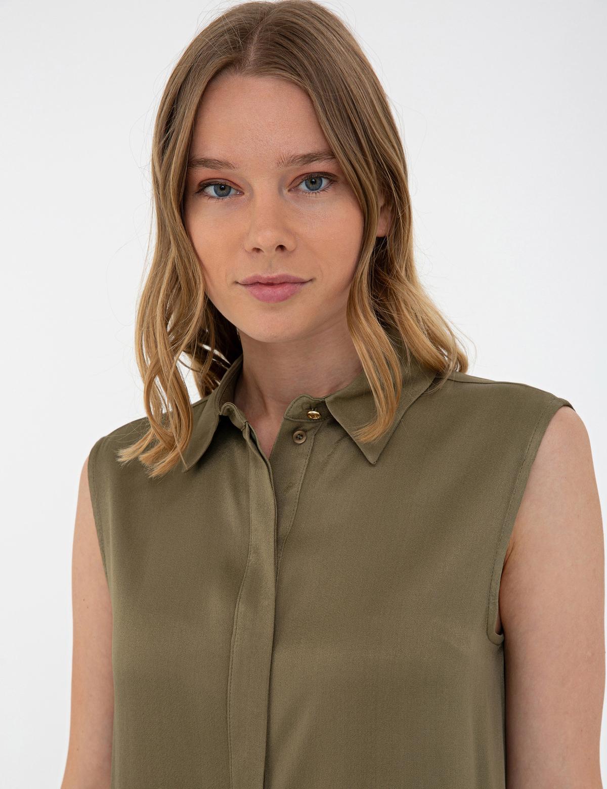 Haki Regular Fit Kolsuz Gömlek - 50241698020