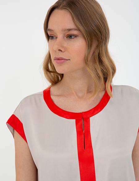 Gri Kolsuz Bluz - 50243777004