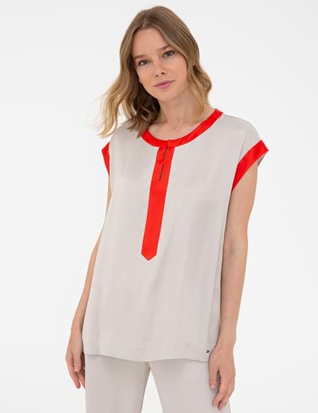 Gri Kolsuz Bluz - 50243777004