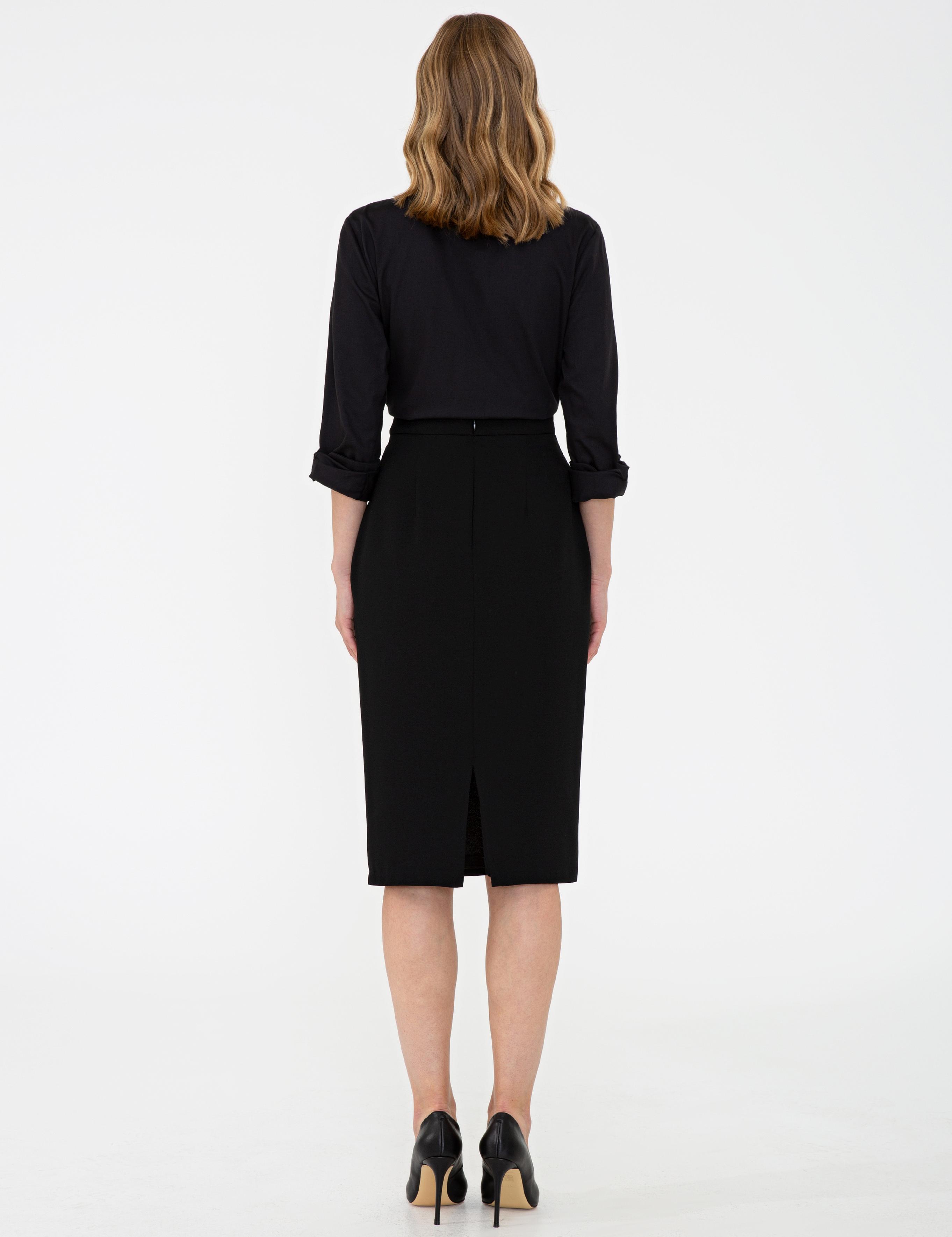 Siyah Slim Fit Dokuma Etek