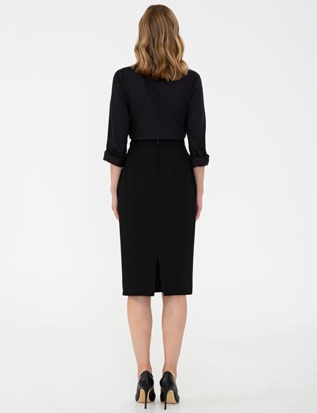 Siyah Slim Fit Dokuma Etek - 50241960002