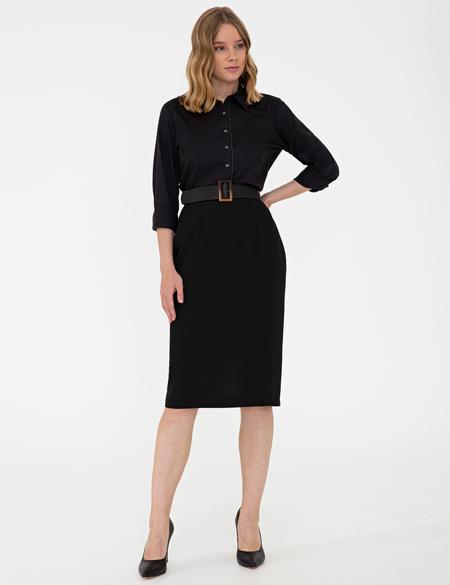 Siyah Slim Fit Dokuma Etek - 50241960002