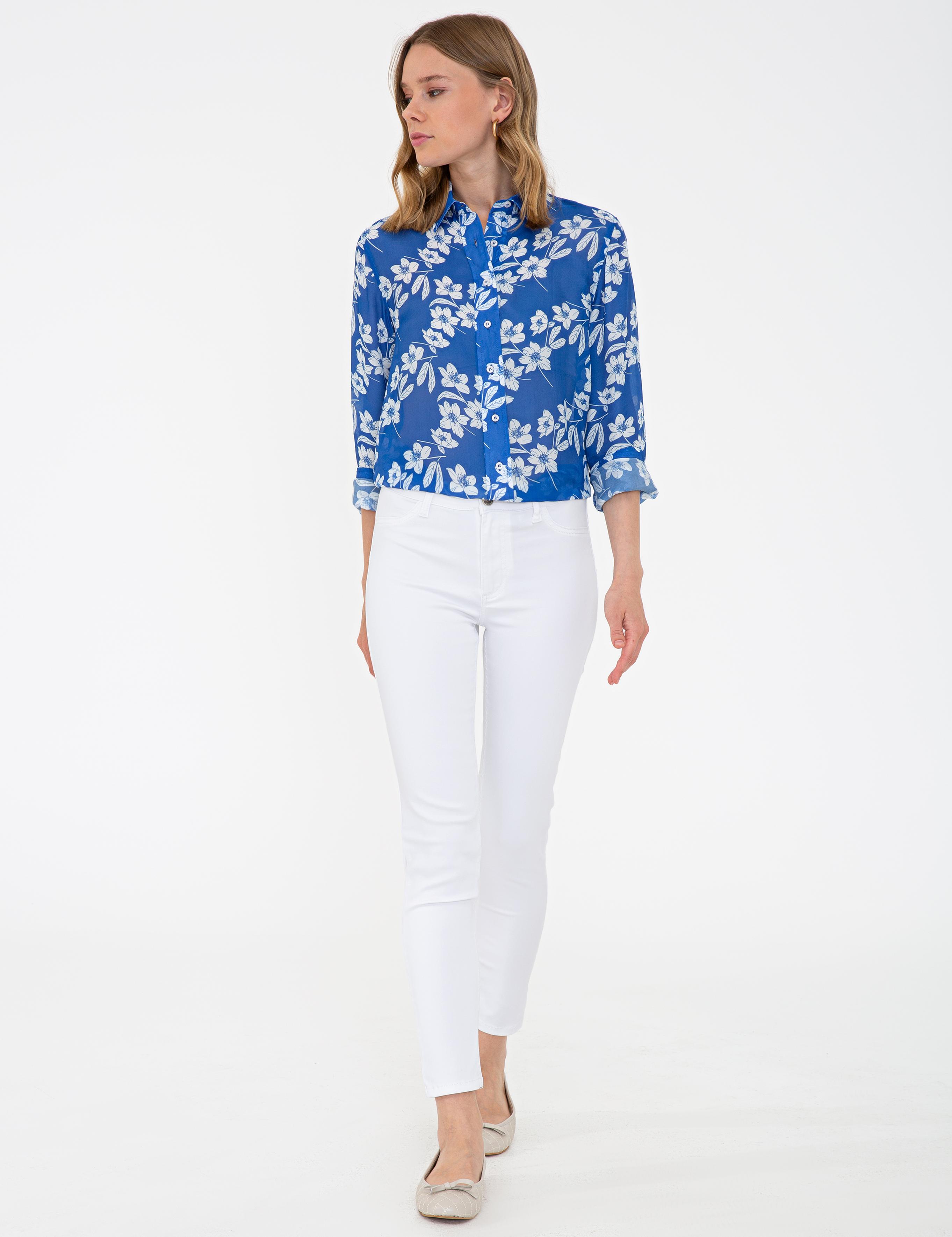 Beyaz Skinny Fit Kanvas Pantolon