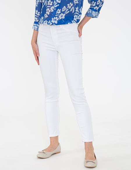 Beyaz Skinny Fit Kanvas Pantolon - 50243296015