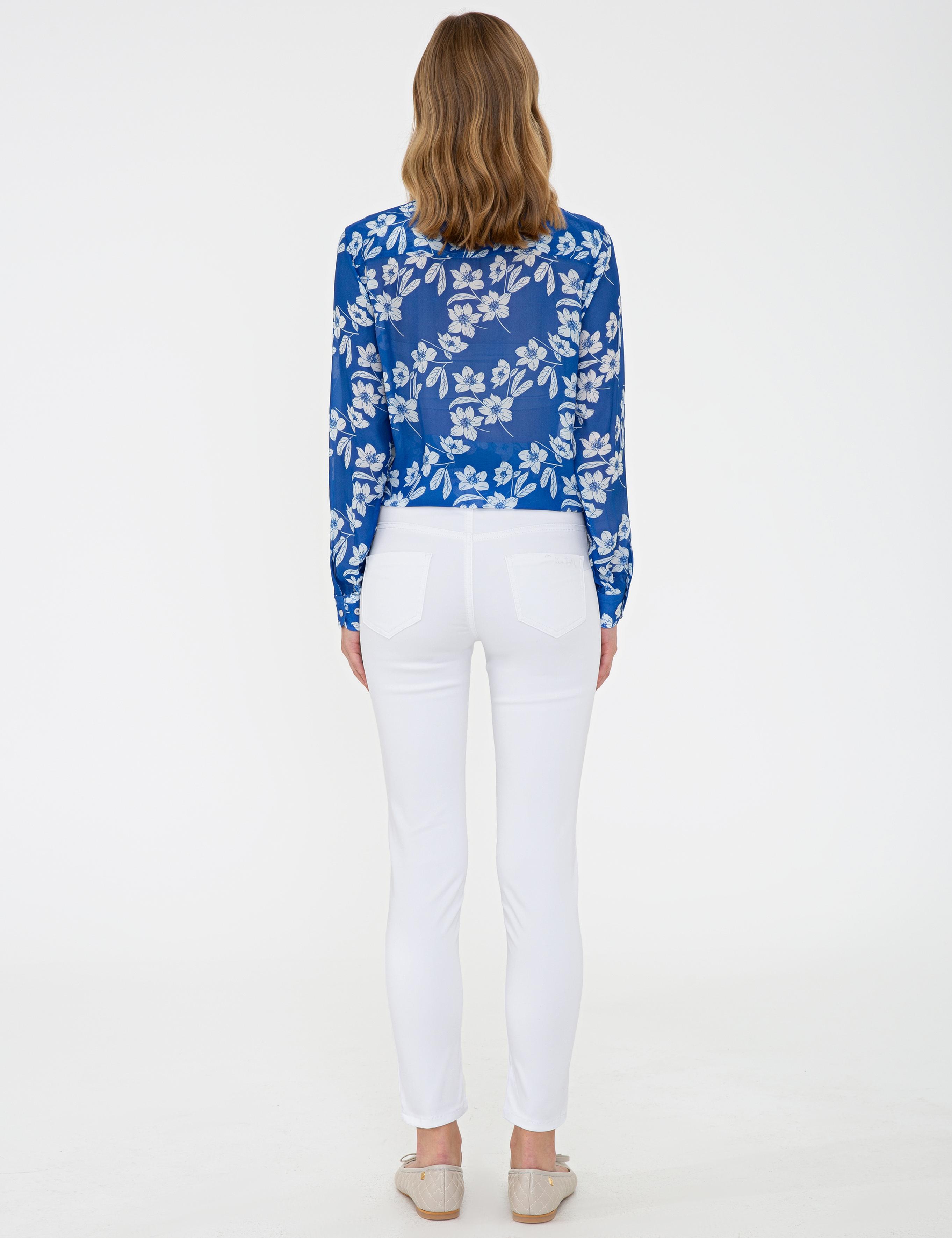 Beyaz Skinny Fit Kanvas Pantolon