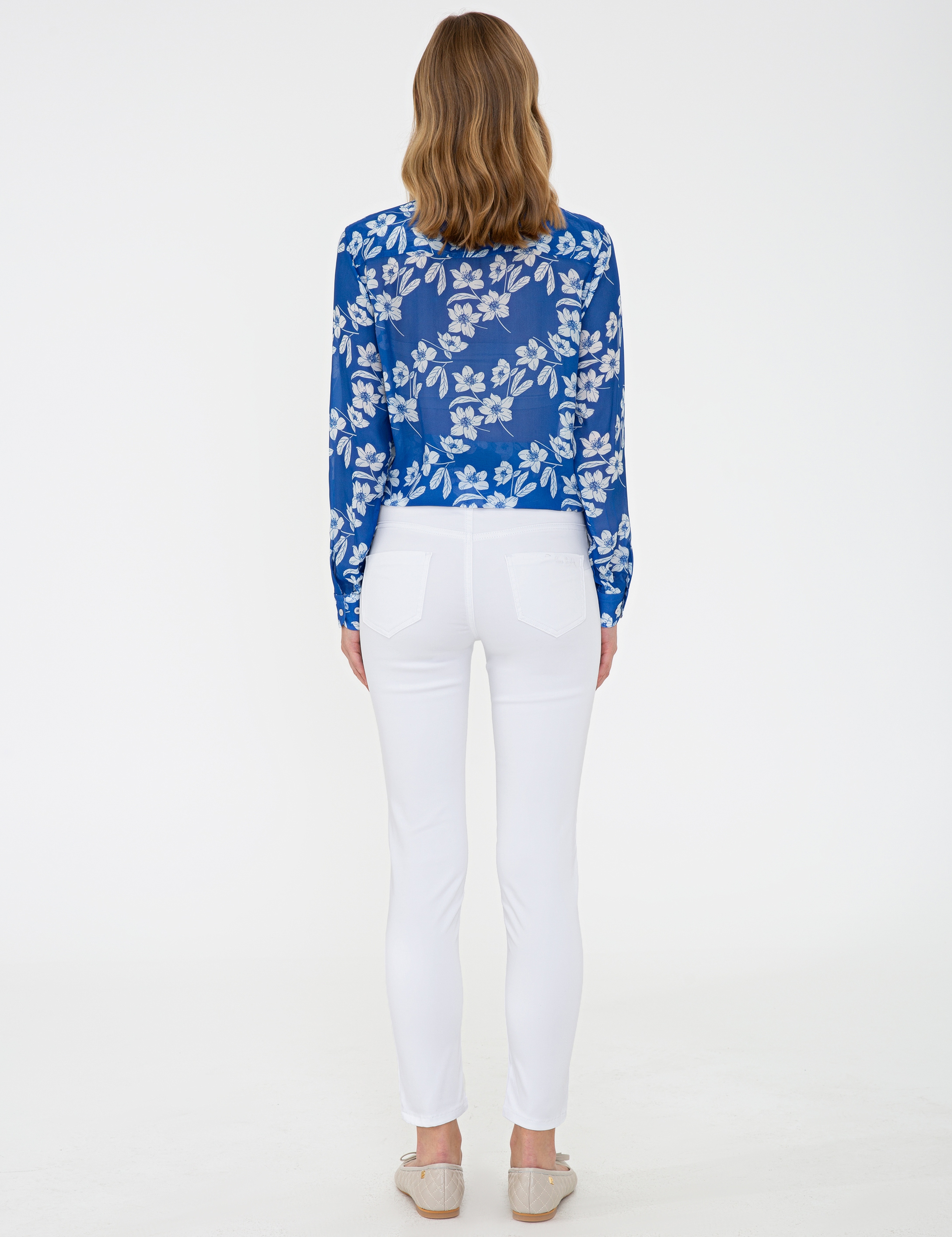 Beyaz Skinny Fit Kanvas Pantolon - Image 5