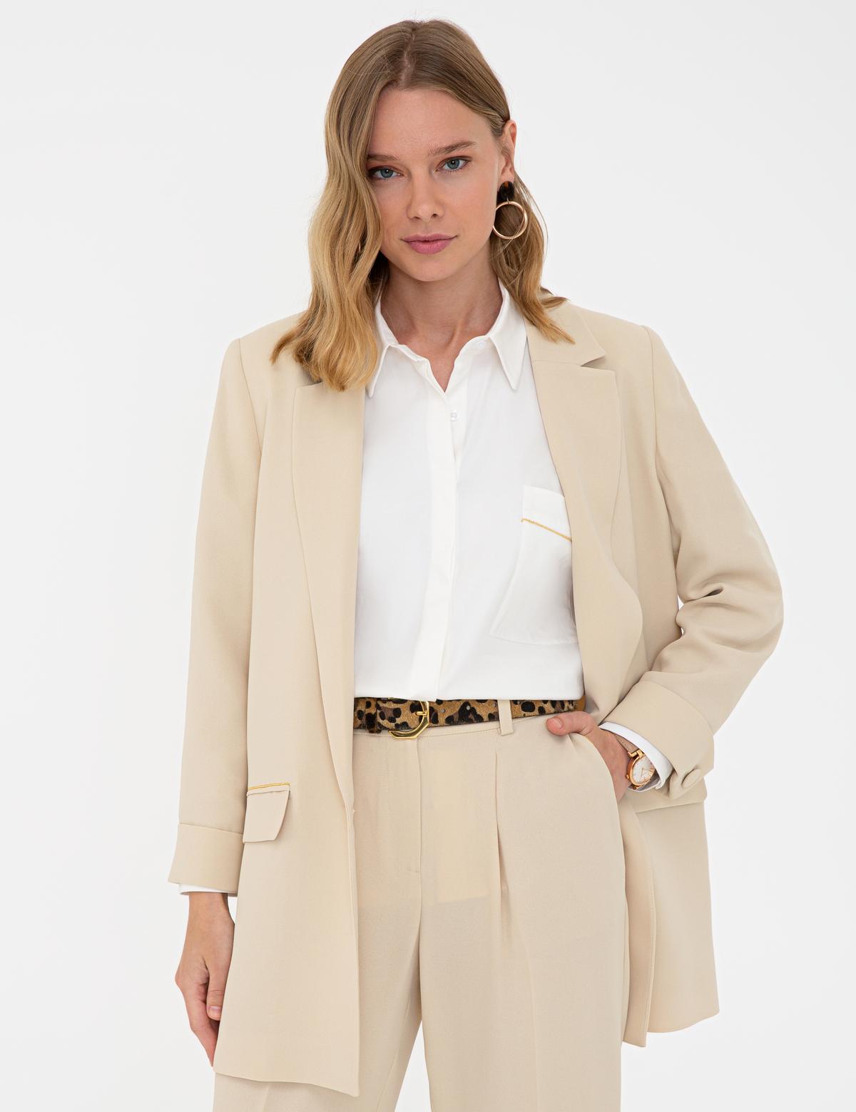 Bej Regular Fit Ceket