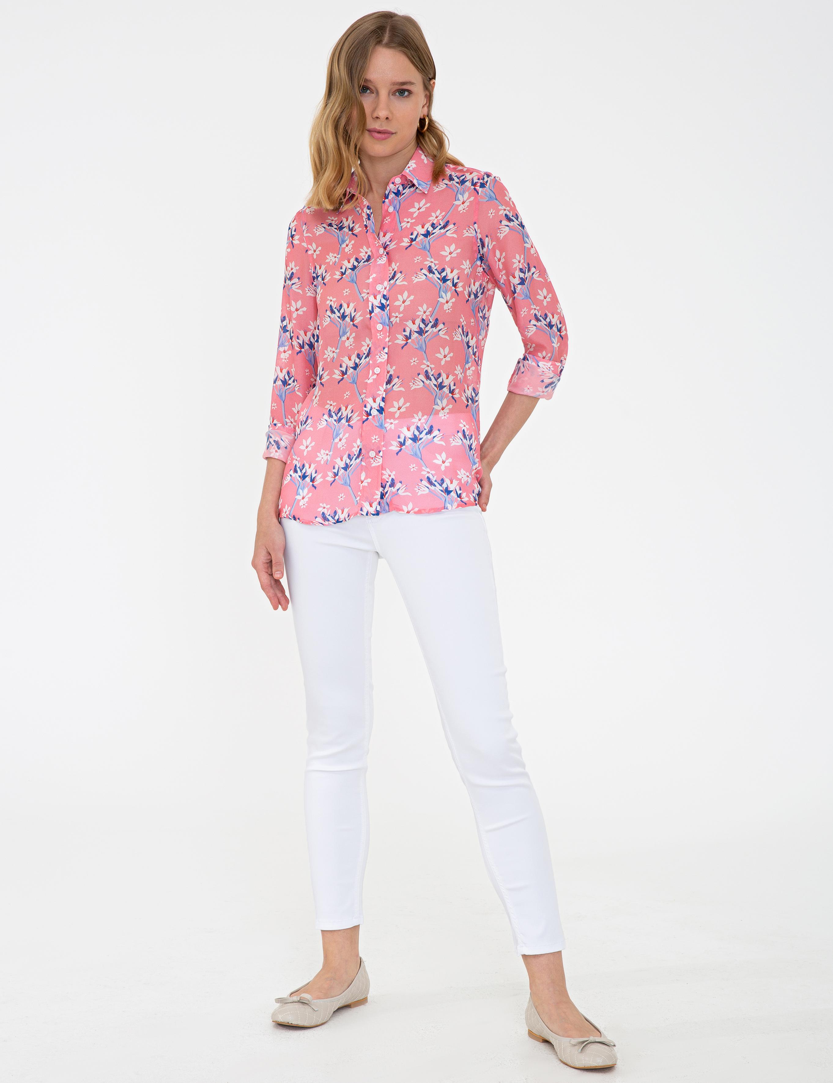 Pembe Desenli Uzun Kollu Gömlek