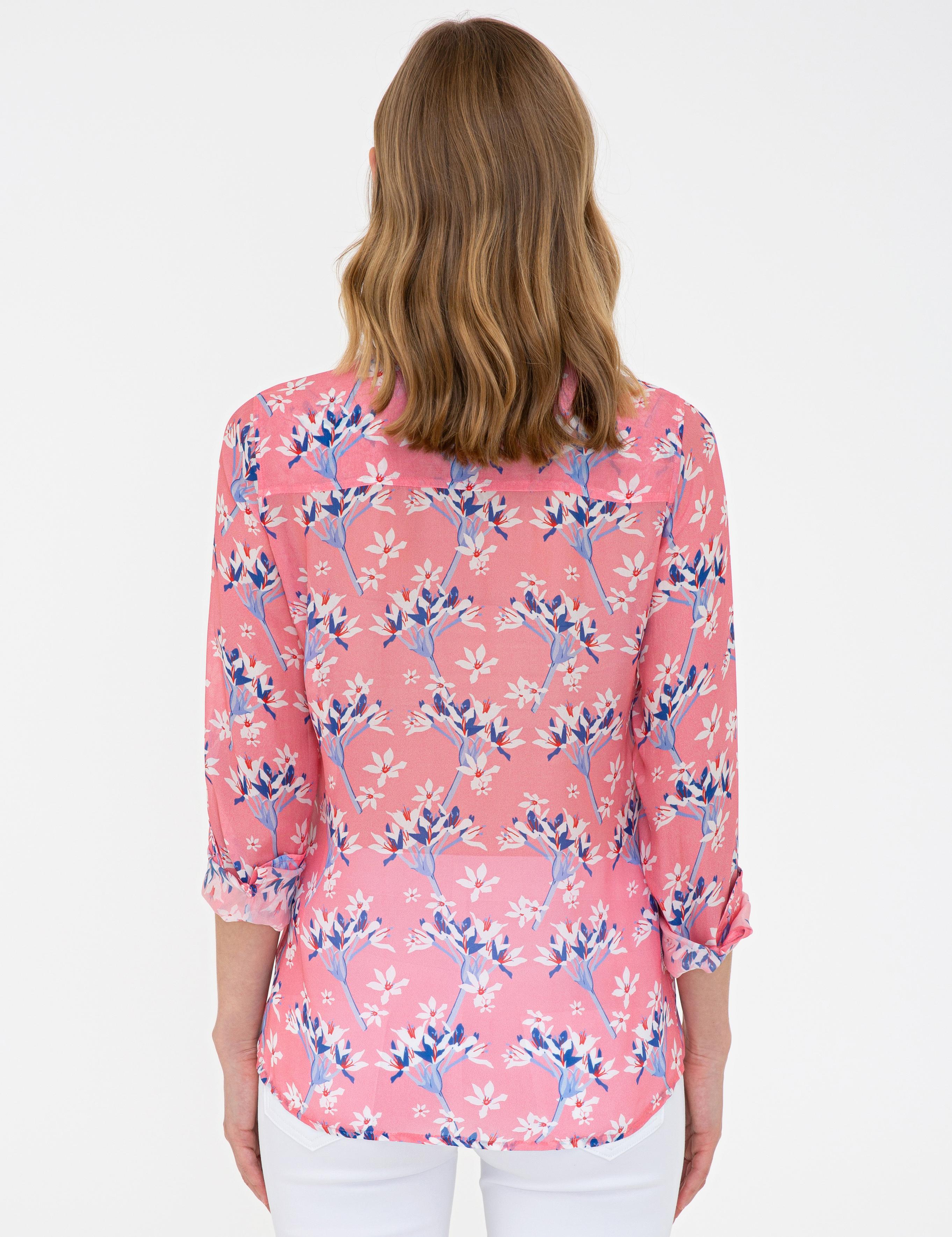 Pembe Desenli Uzun Kollu Gömlek