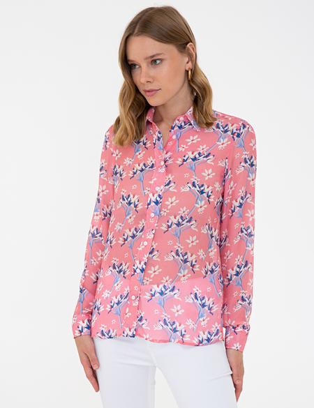 Pembe Desenli Uzun Kollu Gömlek - 50243767024