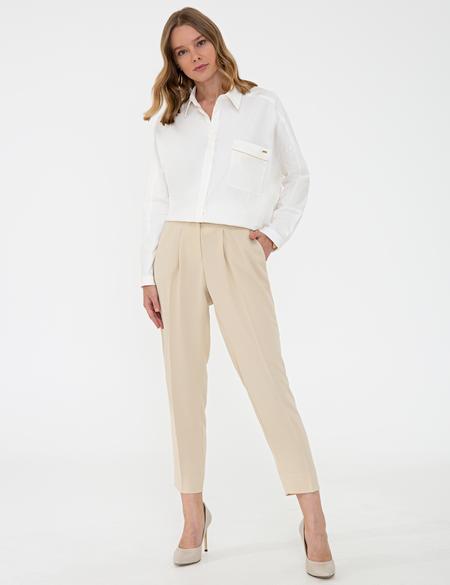 Bej Carrot Fit Kumaş Pantolon - 50241703004