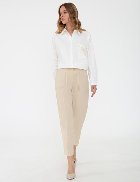 Bej Carrot Fit Kumaş Pantolon - 50241703004