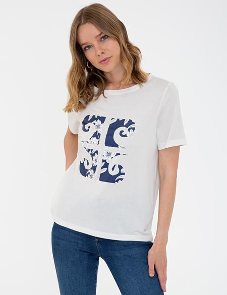 Beyaz Regular Fit Tişört - 50243710001